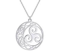 ZIAFRPN Collane da Uomo Collana dell'amicizia Luna Tripla Spirale Trinità Nodo Ciondolo Collana per Le Donne Gioielli Vintage Celtici Triskele Triskelion