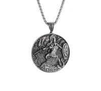 ZIAFRPN Collane da Uomo Gioielli Antica Moneta Greca Dea Atena Statua Pendente Collana Guerriero Spartano Gioielli da Uomo retrò Punk Trend