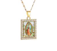 ZIAFRPN Collane da Uomo Gioielli Ciondolo Vergine Maria Cristiana Collana Nostra Signora di Guadalupe Amuleto Fortunato Religioso da Donna Gioielli Regalo