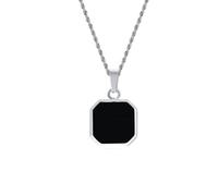 ZIAFRPN Collane da Uomo Gioielli Collane quadrate Nere per Gli Uomini Ragazzi, collane con Corda/Cubano/Figaro/Scatola Collare a Catena, Regali di Gioielli alla Moda