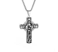 ZIAFRPN Collane da Uomo Gioielli Santa Comunione Croce Pendente Collana per Uomo Cristiano Religioso Religione Collana Gioielli Regalo