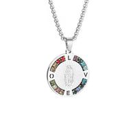 ZIAFRPN Collane da Uomo Gioielli Vintage Micropaved Vergine Maria Collana Nostra Signora di Guadalupe Pendente Moda Donna Cattolica Lucky Faith Gioielli