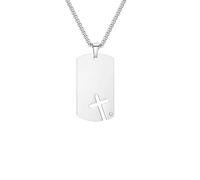 ZIAFRPN Collane DogTag a Croce Cava per Uomo, collane con Ciondolo in Acciaio Inossidabile Impermeabile, Gioielli Regalo Fede