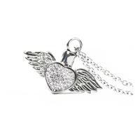 ZIAFRPN Colore Argento Angel Wing Diamond Heart Collana Incidere Vestiti Accessori Partito Favore Profumo Aromaterapia Contenitore Bottiglia