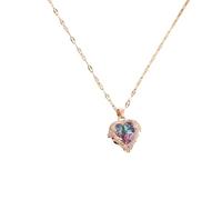 ZIAFRPN Colorful Zircon Love Heart Ciondolo Collane per Le Donne Ragazze in Acciaio Inox Trendy Romantico Gioielli Accessori Regali