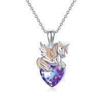 ZIAFRPN Creativo Cartoon Fantasy Unicorno Collana A Forma di Cuore per Le Donne Moda Flying Pony Gioielli Animali Regali di Compleanno Unici