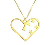 ZIAFRPN Creativo Star Love Heart Clavicola Colore Oro Collana per Le Donne Ragazza in Acciaio Inox Pendente Girocollo Femminile Vintage Gioielli Regali