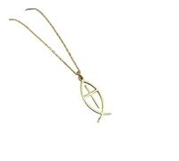 ZIAFRPN Croce Pesce Pendente Collana in Acciaio Inox Ichthys Collane per Le Donne Fede Gioielli
