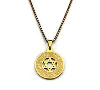 ZIAFRPN Ebraico Stella di David Collana per Le Donne degli Uomini in Acciaio Inox Oro Colore Argento Ebraico Bless Maschile Catena Gioielli