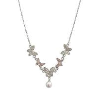ZIAFRPN Elegante Luce di Lusso Farfalla Perla Ciondolo Collana per Le Donne Ragazze Dolce Versatile Clavicola Catena Gioielli Accessori Regali