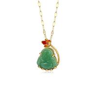 ZIAFRPN Elegante Verde Maitreya Pendente Fortunato Guardiano Collane per Le Donne in Acciaio Femminile Collo Gioielli Ragazza Presente