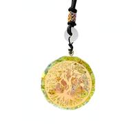 ZIAFRPN Energia Geometrica Albero della Vita Olivina Pietre Semipreziose Foglia d'oro Ciondolo Collana Maglione Catena Yoga Meditazione Gioielli