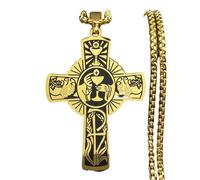 ZIAFRPN Eucaristia Halo Succo D'uva Croce Pendenti Uomo e Donna Collana in Acciaio Inox Preghiera Talismano Gioielli