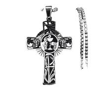 ZIAFRPN Eucharist Halo Succo D'uva Croce Collana in Acciaio Inox Uomini Donne Spirito Santo Chiesa Catena Gioielli