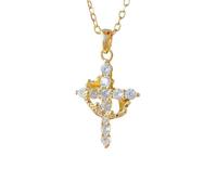ZIAFRPN Fascino Classico Micro intarsiato Romantico Regina Bianca Corona Croce Collana Squisito e Splendido Banchetto Regalo