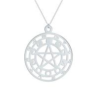 ZIAFRPN Fase Lunare Pentagramma Pendente Collana in Acciaio Inox 12 costellazioni Amuleto Collana per Uomo Donna Talismano Gioielli
