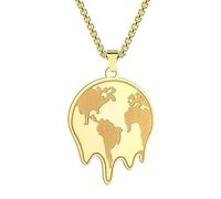 ZIAFRPN Fatto a Mano in Acciaio Inox Fusione Terra Pianeta Ciondolo Collana per Gli Uomini Punk Girocollo Streetwear Gioielli Regalo