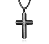 ZIAFRPN Finitura Opaca Filo di Acciaio Inossidabile trafilatura Croce Ciondolo Collana per la Collezione di Gioielli da Uomo