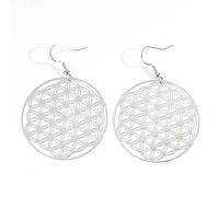 ZIAFRPN Fiore della Vita Mandala Orecchini in Acciaio Inox Orecchie Clip Meditazione Matematica Geometria Pendolo Yoga Maditation