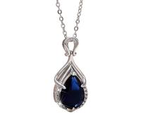 ZIAFRPN Forma di Pera Blu cubico Donne Collana Full Bling Iced out Fidanzamento Matrimonio Collo Accessorio Argento Colore Gioielli