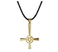 ZIAFRPN Gioielli Croce Pentagramma Stella Pendente Collana per Gli Uomini Lucifero Satana Maschile Gioielli Protezione Amuleto Regalo