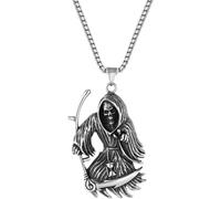 ZIAFRPN Gothic Grim Reaper Ciondolo Collana Morte Scy Skull Collana per Uomo Moda Punk Biker Gioielli