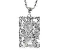 ZIAFRPN Guan Yu Rettangolo Collana Hollow Cameo Amuleto Pendente Drago Cinese Fratellanza dell'uomo Hip-Hop Catena Migliore Amico Gioielli Regalo