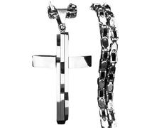 ZIAFRPN Hip Hop Croce Collana per Gli Uomini in Acciaio Inox Colore Argento Fede Catena Collane Regalo Gioielli Colar Masculino