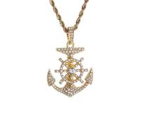 ZIAFRPN Hip Hop Ice Crystal Compass Timone Pendente Collana per Uomini e Donne Marinai Moda Charm Gioielli Regalo congratulazioni Regali