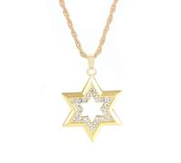 ZIAFRPN Hip Hop Ice Crystal Star of David Esagramma Ciondolo Collana per Gli Uomini Amuleto alla Moda Israeliano Gioielli Ebrei Regalo congratulazioni Regali