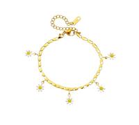 ZIAFRPN in Acciaio Inox Bianco Piccolo Fiore Olio Goccia Doppio Strato Cavigliere per Le Donne Impermeabile Piede Catene Gioielli Regalo
