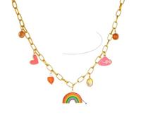ZIAFRPN in Acciaio Inox Cappello d'Amore Cat Eye Pietra Arcobaleno Ciondolo Collana per Le Donne Ragazza Tendenza Bella Collo Gioielli Regalo Partito