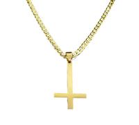 ZIAFRPN in Acciaio Inox Gotico Capovolto Collana Croce per Uomo Donna Nero invertita Croce Maschile Catena Gioielli Collare Hombre 8374-QKC