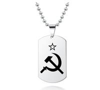 ZIAFRPN In acciaio inox Pentagramma Stella Unione Sovietica Falce Martello Lavoratore Contadino Collana Gioielli Ciondolo CCCP Rivoluzione Comunista