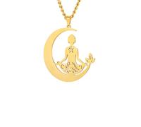 ZIAFRPN Indiano Buddha Yoga Meditazione Collana per Le Donne Moon Healing Pendente Amuleto Spirituale Amuleto Gioielli