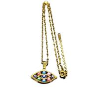 ZIAFRPN Lucky Turkish Eye Collana in Acciaio Inox per Donne/Uomini Colore Argento Evil Blue Eyes Catena Jewlery Collare 6434-QKC