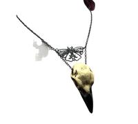ZIAFRPN Luna falena Corvo Teschio Collana - falena Uccello Teschio Collana Luna Magico Teschio Gioielli Strega n Ciondolo