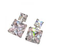 ZIAFRPN Lusso Doppia Principessa Quadrata Orecchini per Le Donne Colore Argento/Colore Oro Moda Contratto Design Lady Jewelry