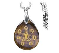 ZIAFRPN Meditazione Chakra Om Collana Spirituale per Donne Uomo Occhio di Tigre Pietra Catena in Acciaio Inox Gioielli NZZZ366-2