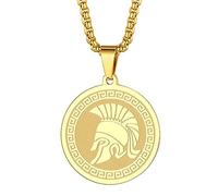 ZIAFRPN Mens Antico Dio Greco Spartano Guerriero Pendente Gladiatore Collana Donne Mitologia Spartano Elmo Charm Collo Catena Amuleto Gioielli