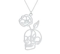 ZIAFRPN Mese di Nascita Fiore con Teschio Art Line Collane per Le Donne No Fade Catene in Acciaio Inox Moda Clavicola Choker Gioielli