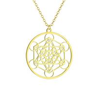 ZIAFRPN Metatron Cube Ciondolo Collana per Le Donne Geometria Sacra Charm Chakra Yoga Meditazione Maschio Girocollo Amuleto Gioielli