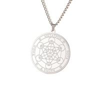 ZIAFRPN Metatron Cubo Collana Geometria Sacra Arcangelo Metatron Medaglia Pendente Protezione Talismano
