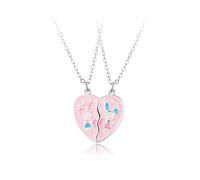 ZIAFRPN Migliore Amico Cartoon Collane Magnetiche per Le Donne Bambini Carino Rosa Cuore Bunny Cuore Splicing Pendente Catena Set Gioielli Set Regali