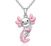 ZIAFRPN Moda Cartoon Rosa Axolotl Cuore Ciondolo Collana per Le Donne Adatto per Bambini Compleanno Laurea Gioielli Regalo