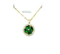 ZIAFRPN Moda Charm Cuore Verde Collana Classico Vintage Rosa Fiore Trifoglio Cuore Clavicola Catena Pendente Regalo