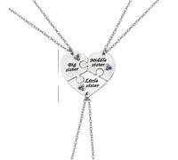 ZIAFRPN Moda Cucitura Tre Sorelle Ciondolo Collana per Le Donne Regolabile Carino A Forma di Cuore Collare di Cristallo Gioielli Accessori Regali