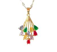 ZIAFRPN Moda e Splendida Micro Intarsiata Colorata in Acciaio Inox Goccia d'Acqua Splendida Collana, Classico Charm Regalo