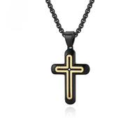 ZIAFRPN Moda in Acciaio Inox Bicolore Croce Pendenti Uomo e Donna Strass amuleto Collana Gioielli Regali dei Genitori