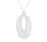 ZIAFRPN Moda Personalizza Collana Ovale in Acciaio Inox Raggi di Sole Ciondolo Catene Girocollo Collana per Le Donne Sole Regali Unici